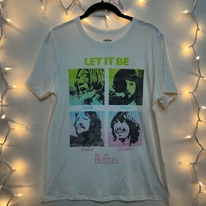 Let It Be Beatles White Tee Shirt